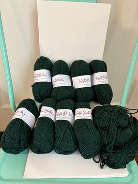 New Knit Picks 100% Peruvian Highland Wool of the Andes Yarn Dark Green Lot of 8